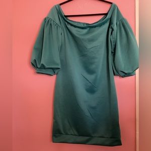 Teal Puffed Long Sleeve Dress NWOT
